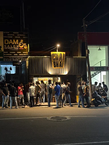 Chai Bhai storefront at night
